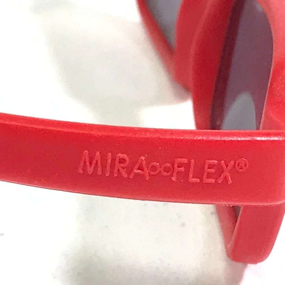 Miraflex Sunglasses NEW BABY 2 Bright Red Rubberized Frames with Purple Lenses